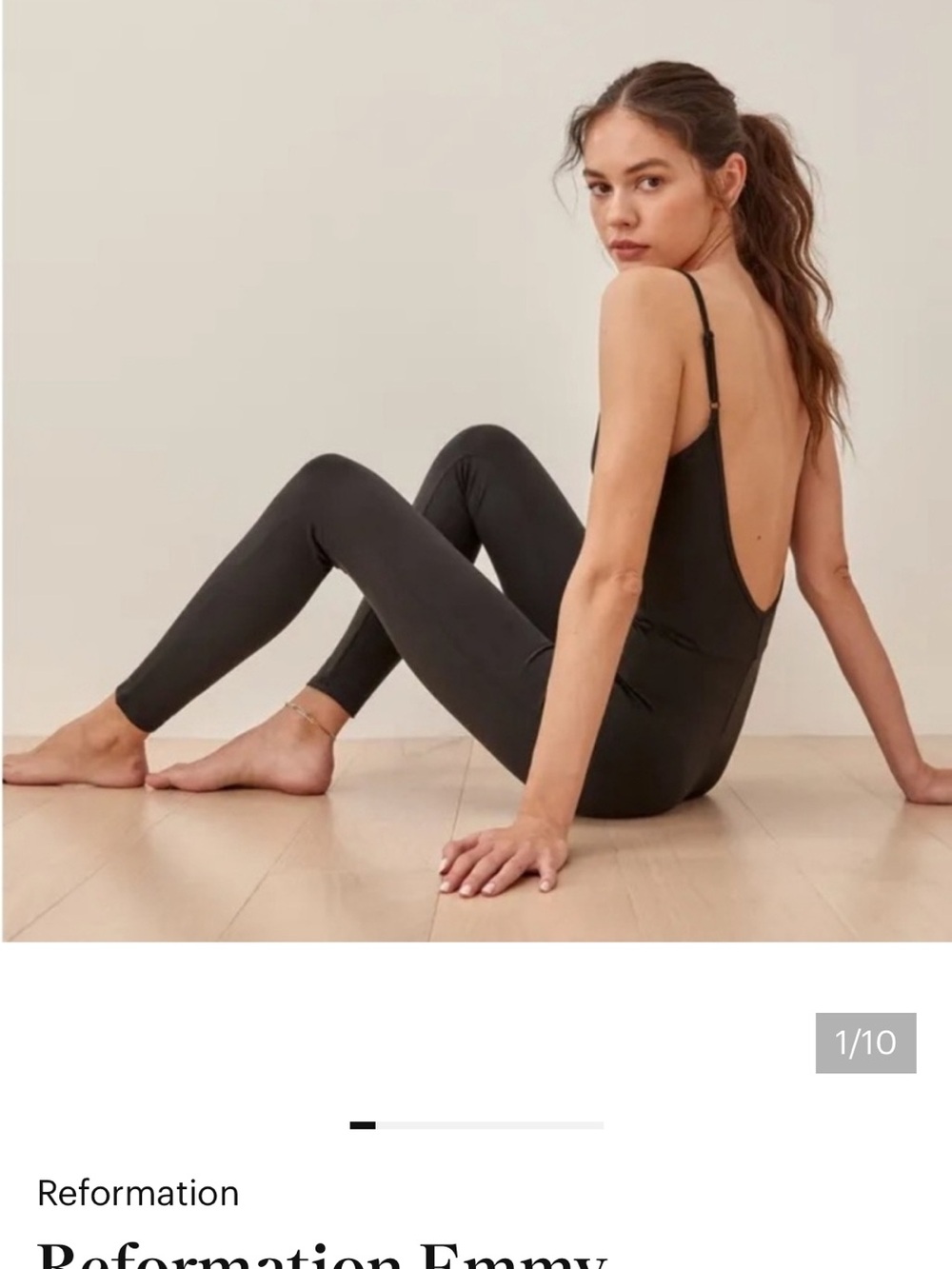 Reformation Black Scoop-Back Legging Jumpsuit